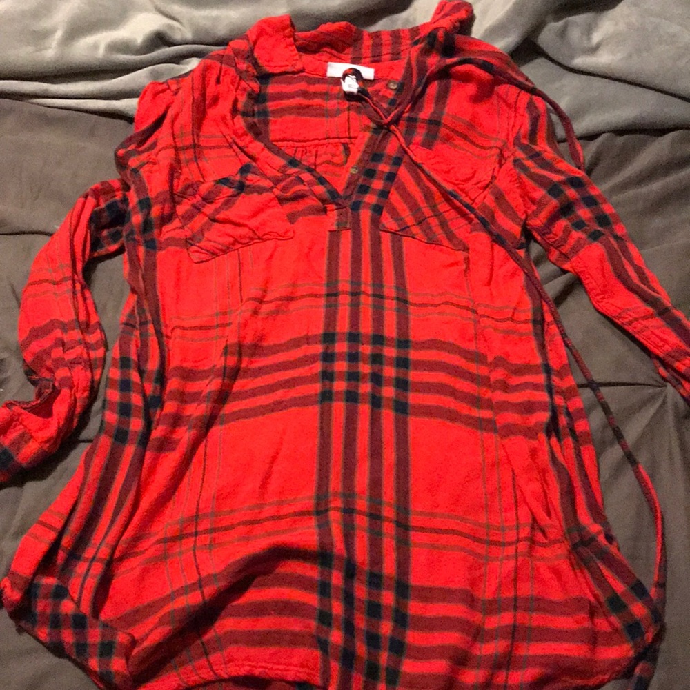 Red- Plaid dress top